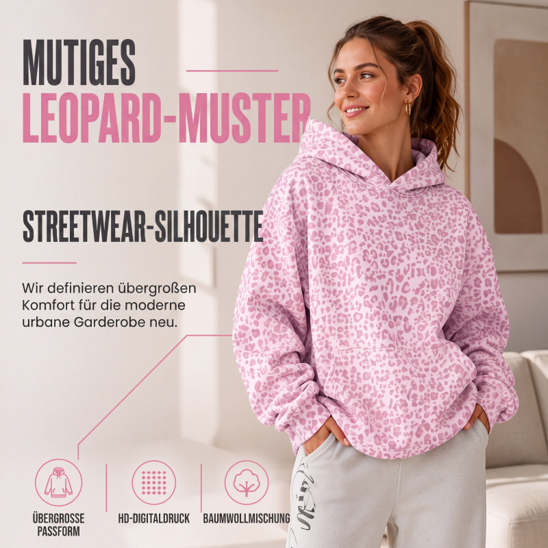 🐆 Damen Hoodie mit Leopardenmuster – Wildes Design, weicher Stoff & lässiger Schnitt | Perfekt für Alltag, Freizeit & coole Auftritte – Jetzt -50%!