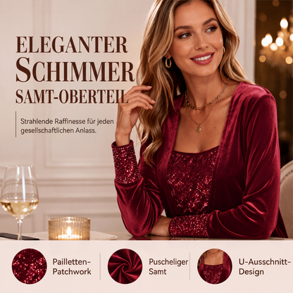 ✨ Elegantes Damen-Oberteil mit Pailletten-Patchwork & langen Ärmeln – Funkelndes Design, femininer Schnitt & edler Look | Perfekt für Partys, besondere Anlässe & glamouröse Abende – Jetzt -50%!