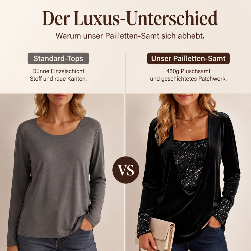 ✨ Elegantes Damen-Oberteil mit Pailletten-Patchwork & langen Ärmeln – Funkelndes Design, femininer Schnitt & edler Look | Perfekt für Partys, besondere Anlässe & glamouröse Abende – Jetzt -50%!