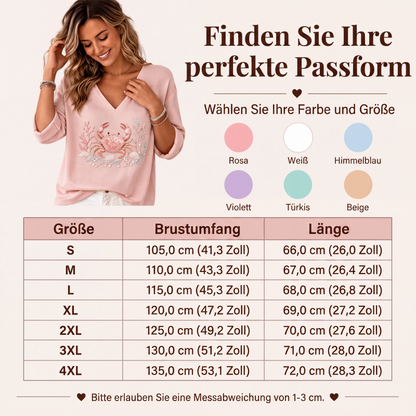 🌸 Print-T-Shirt mit V-Ausschnitt – Leichter Stoff, atmungsaktiv & vielseitig kombinierbar – Ideal für Frühling, Sommer & entspannte Stunden