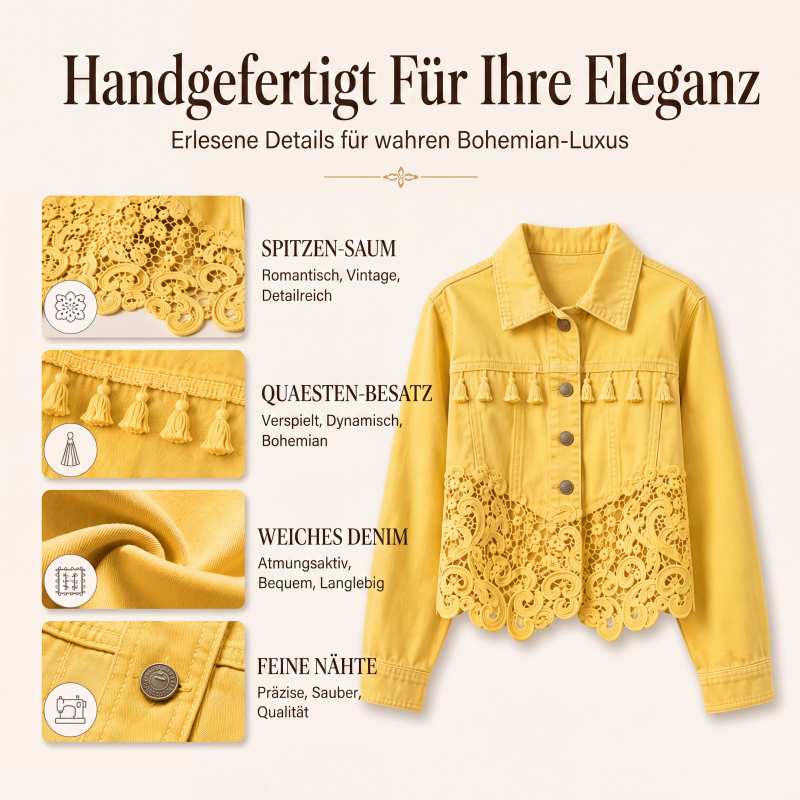 📢📢50%Rabatt!!!🎉✨Jeansjacke für Damen mit Spitzendetails