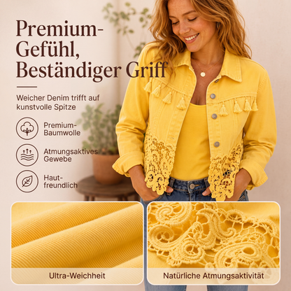 📢📢50%Rabatt!!!🎉✨Jeansjacke für Damen mit Spitzendetails