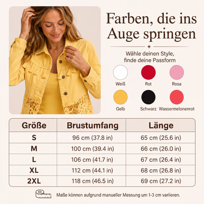 📢📢50%Rabatt!!!🎉✨Jeansjacke für Damen mit Spitzendetails
