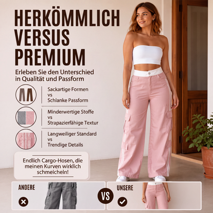 📢📢50%Rabatt!!!🎉✨Cargo-Hose mit geradem Bein und Seitenstreifen für Damen