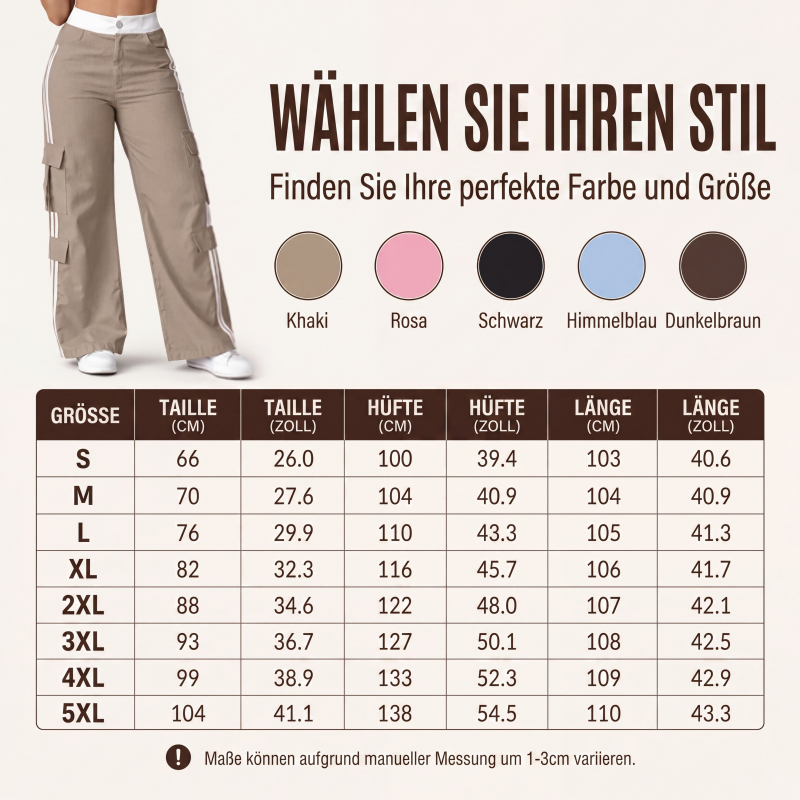📢📢50%Rabatt!!!🎉✨Cargo-Hose mit geradem Bein und Seitenstreifen für Damen