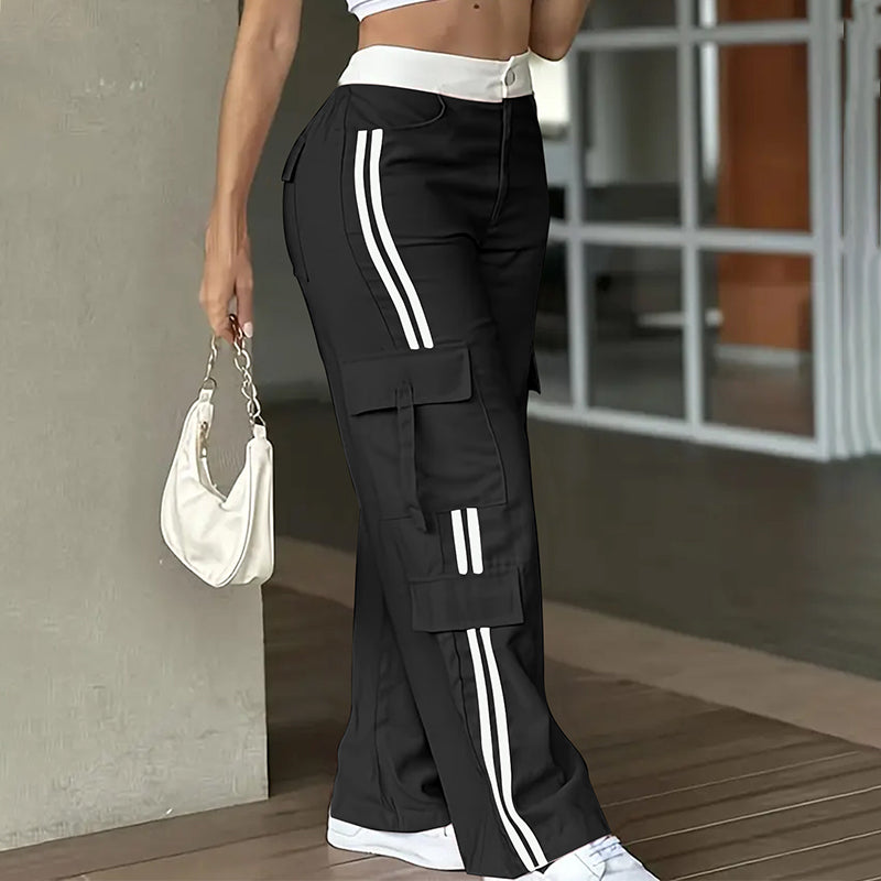 📢📢50%Rabatt!!!🎉✨Cargo-Hose mit geradem Bein und Seitenstreifen für Damen