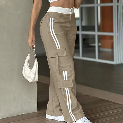 📢📢50%Rabatt!!!🎉✨Cargo-Hose mit geradem Bein und Seitenstreifen für Damen