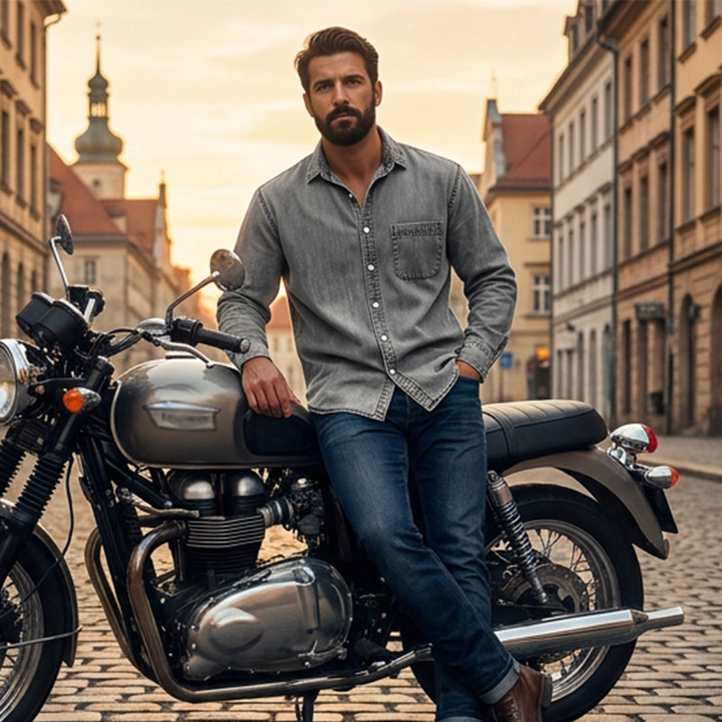 📢📢50%Rabatt!!!🎉✨Herren Retro-Jeanshemd, gewaschen