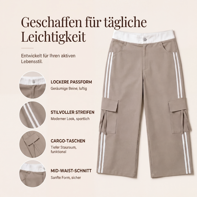 📢📢50%Rabatt!!!🎉✨Sportliche Capri-Cargohose für Damen mit Seitenstreifen