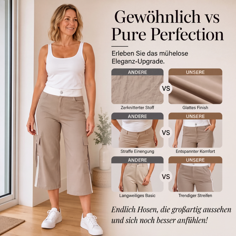 📢📢50%Rabatt!!!🎉✨Sportliche Capri-Cargohose für Damen mit Seitenstreifen