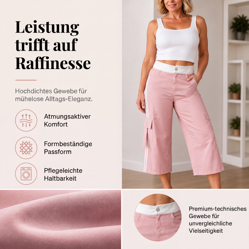 📢📢50%Rabatt!!!🎉✨Sportliche Capri-Cargohose für Damen mit Seitenstreifen