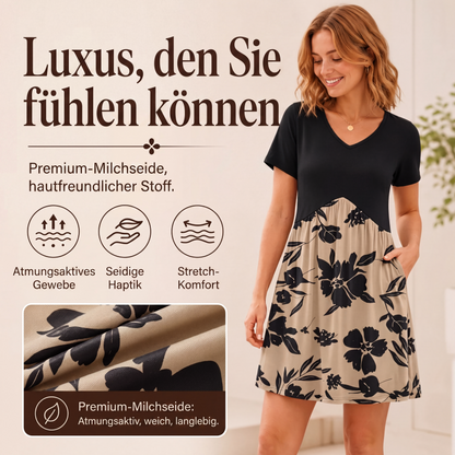 👗 Damen Midi-Kleid mit V-Ausschnitt & kurzen Ärmeln – Eleganter Schnitt, leichter Stoff & vielseitig kombinierbar | Perfekt für Alltag, Büro & warme Tage – Jetzt -50%!