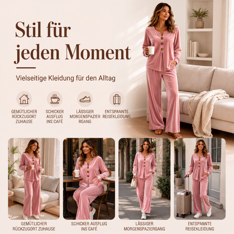 🌸 Samt-Loungewear-Set – Leichter Stoff, weiche Haptik & vielseitig kombinierbar – Ideal für gemütliche Tage & spontane Treffen versandfrei