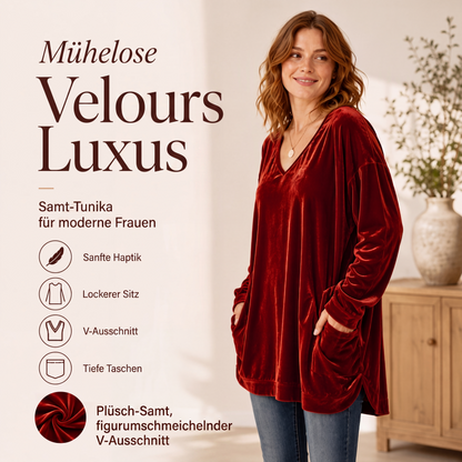 👚 Samt-Oberteil für Damen mit V-Ausschnitt & langen Ärmeln – Edler Glanz, weicher Stoff & feminine Silhouette | Perfekt für Alltag, Büro & besondere Anlässe – Jetzt -50%!