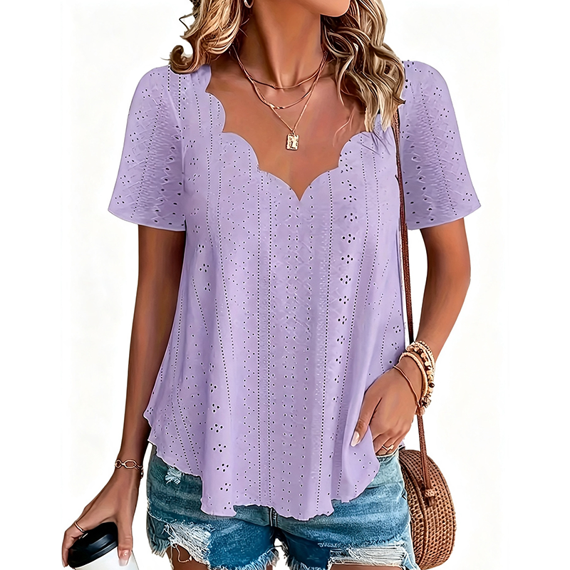 👚 Atmungsaktives Jacquard-Oberteil mit V-Ausschnitt – Edles Muster, leichter Stoff & feminine Silhouette | Perfekt für Alltag, Büro & warme Tage – Jetzt -50%!