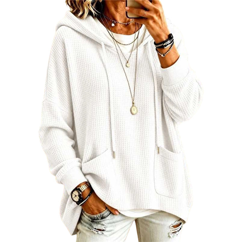 🧥 Lockere Damen-Kapuzenpullover aus Waffelstrick mit Taschen – Kuscheliger Waffelstrick, praktische Taschen & lässiger Look | Perfekt für Alltag, Freizeit & kühle Tage – Jetzt -50%!