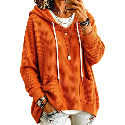 🧥 Lockere Damen-Kapuzenpullover aus Waffelstrick mit Taschen – Kuscheliger Waffelstrick, praktische Taschen & lässiger Look | Perfekt für Alltag, Freizeit & kühle Tage – Jetzt -50%!
