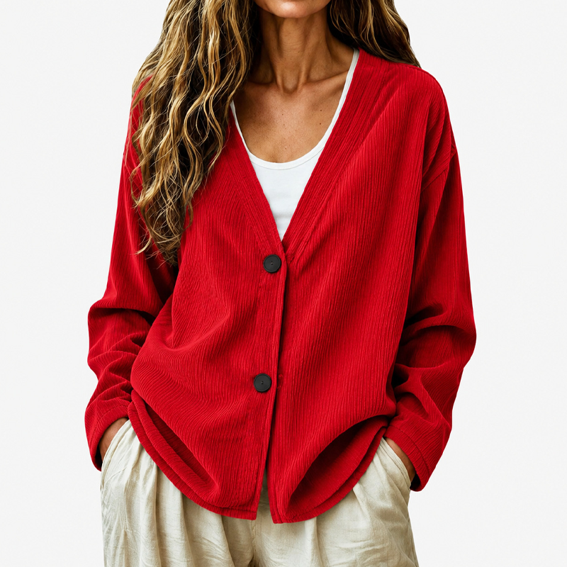 📢📢50%Rabatt!!!🎉✨Damen-Cordstrickjacke mit V-Ausschnitt