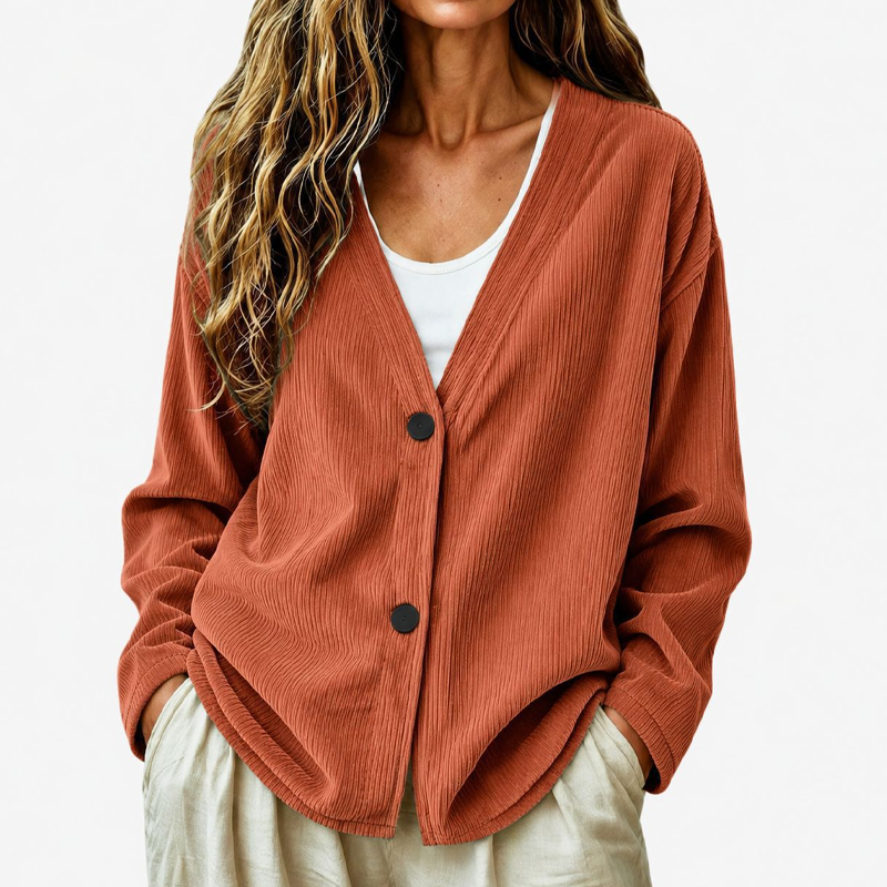 📢📢50%Rabatt!!!🎉✨Damen-Cordstrickjacke mit V-Ausschnitt