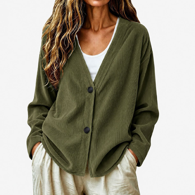 📢📢50%Rabatt!!!🎉✨Damen-Cordstrickjacke mit V-Ausschnitt