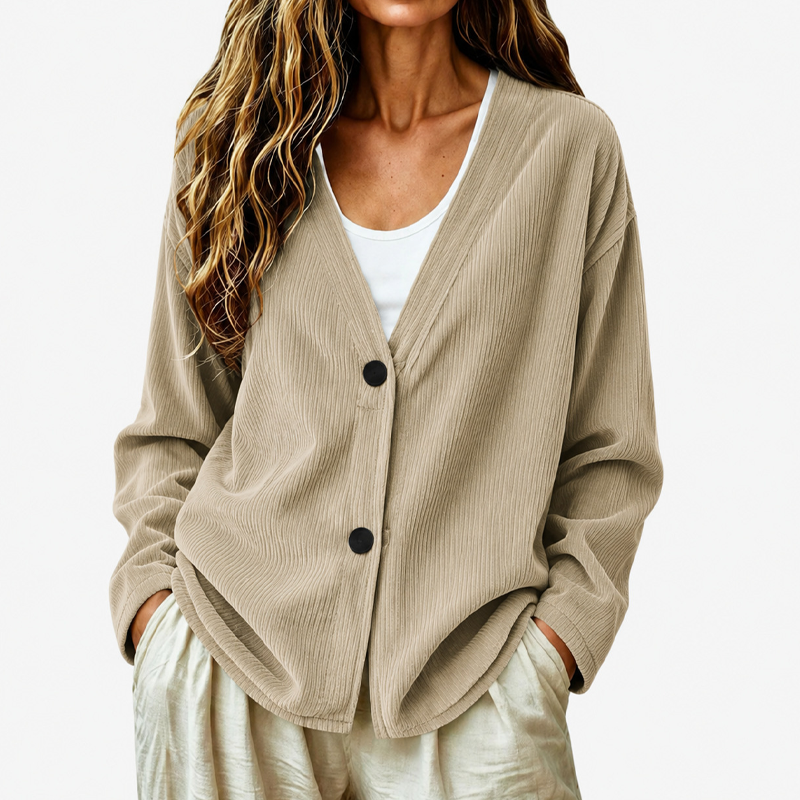 📢📢50%Rabatt!!!🎉✨Damen-Cordstrickjacke mit V-Ausschnitt