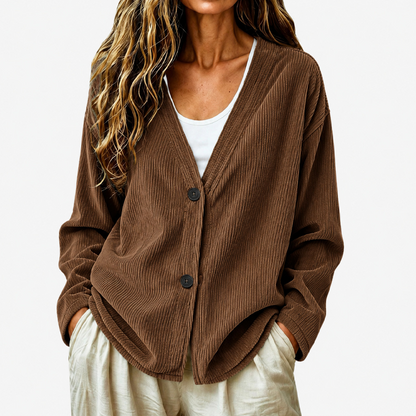 📢📢50%Rabatt!!!🎉✨Damen-Cordstrickjacke mit V-Ausschnitt