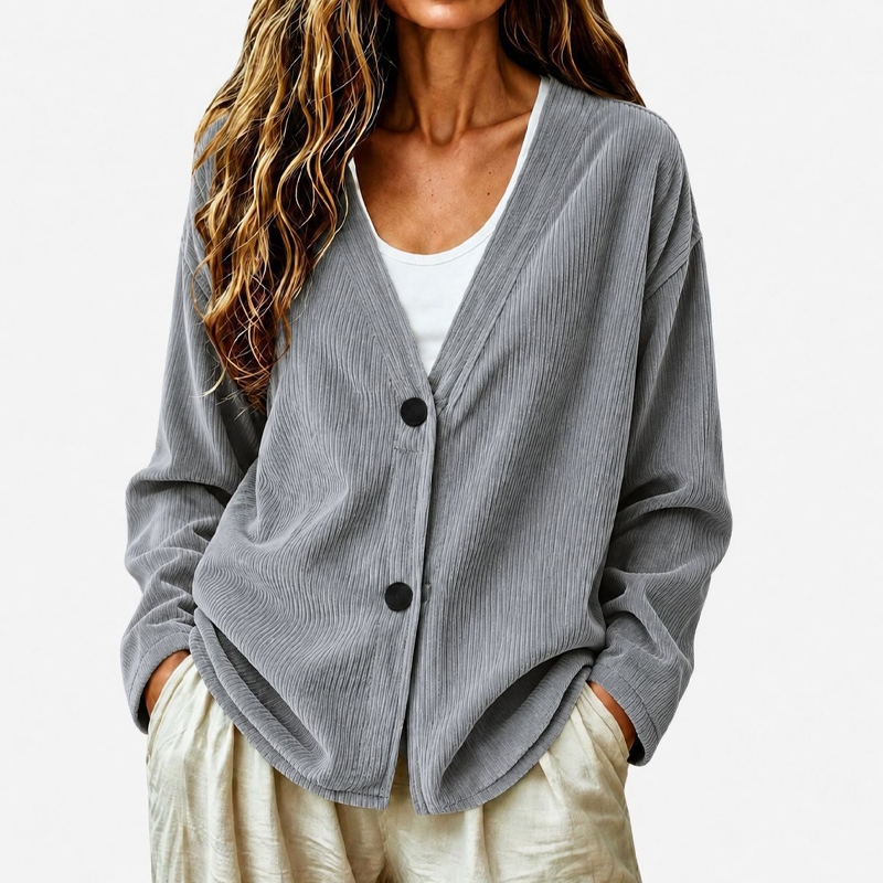📢📢50%Rabatt!!!🎉✨Damen-Cordstrickjacke mit V-Ausschnitt