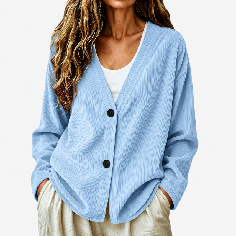 📢📢50%Rabatt!!!🎉✨Damen-Cordstrickjacke mit V-Ausschnitt