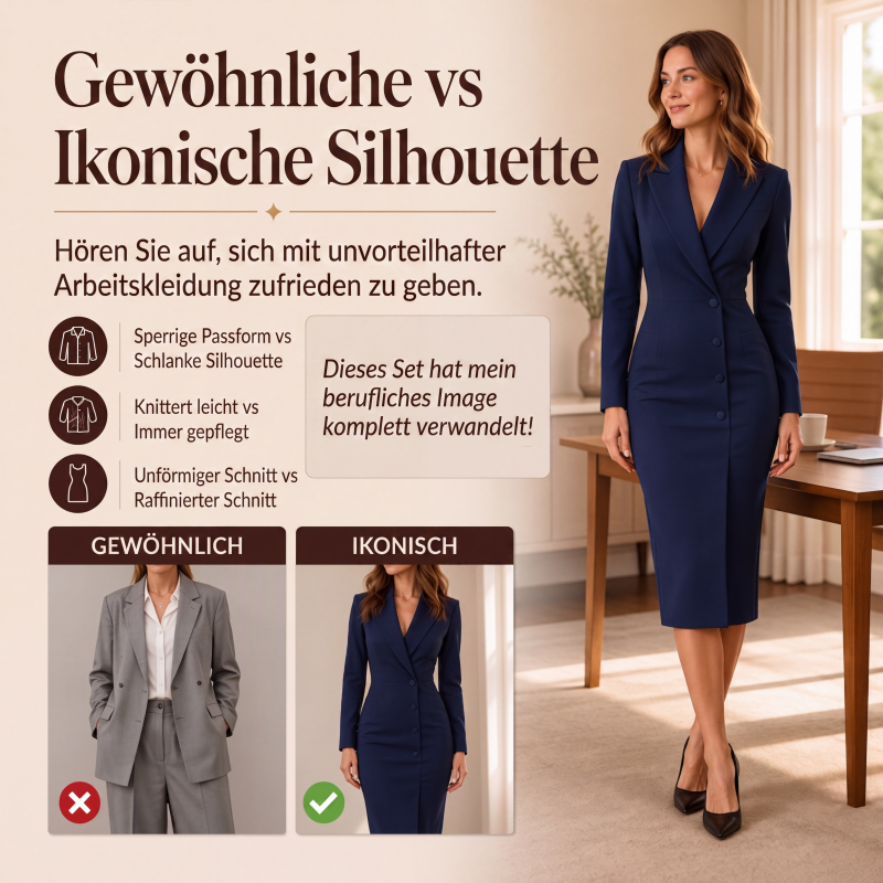 📢📢50%Rabatt!!!🎉✨Elegantes asymmetrisches einreihiges Blazerkleid für Damen