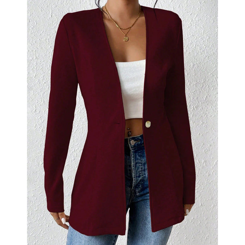 📢📢50%Rabatt!!!🎉✨Damen-Blazer mit V-Ausschnitt und einem Knopf