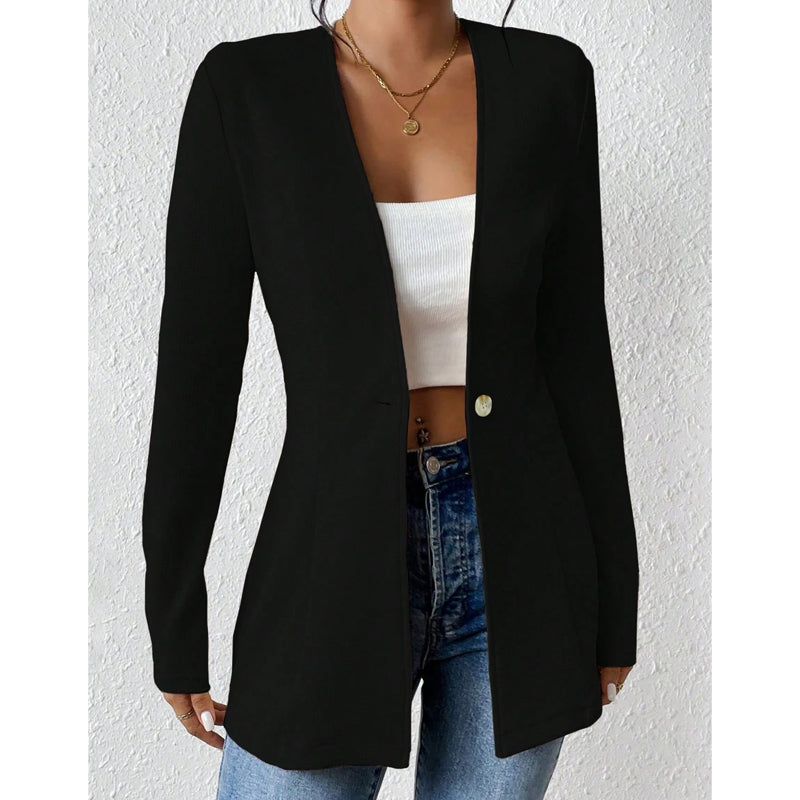📢📢50%Rabatt!!!🎉✨Damen-Blazer mit V-Ausschnitt und einem Knopf