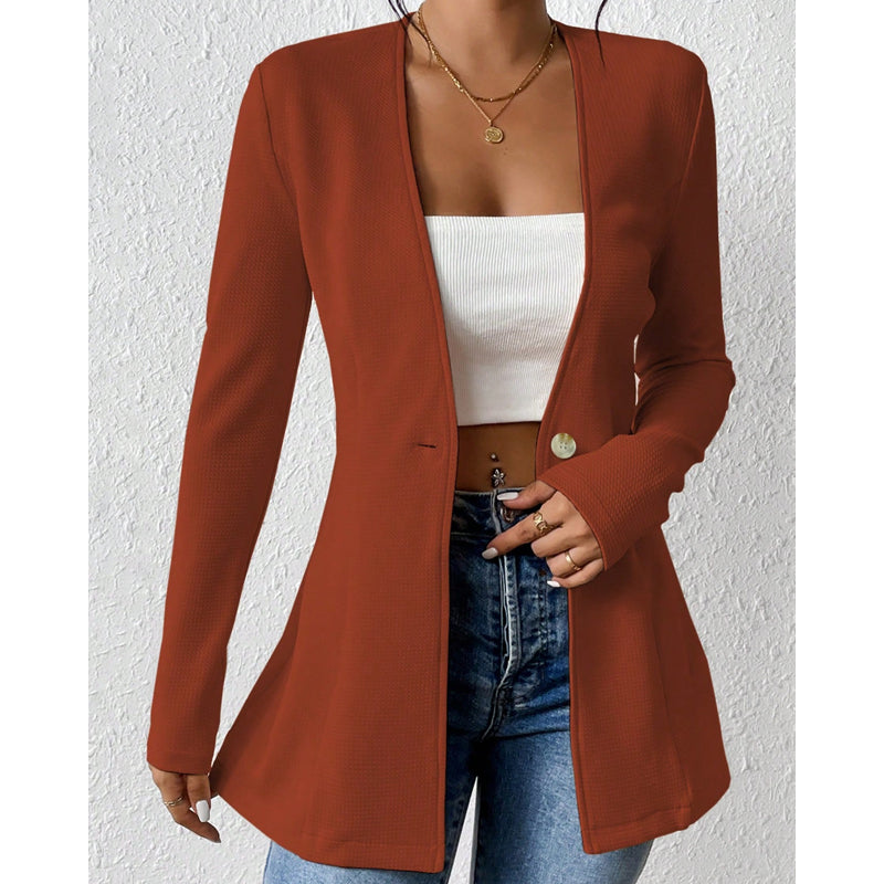 📢📢50%Rabatt!!!🎉✨Damen-Blazer mit V-Ausschnitt und einem Knopf