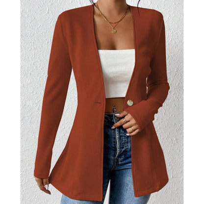 📢📢50%Rabatt!!!🎉✨Damen-Blazer mit V-Ausschnitt und einem Knopf