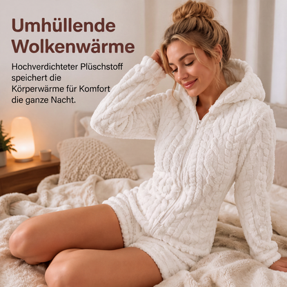 🧸☁️Herbst-Bestseller – 50 % Rabatt！✨Plüsch-Jumpsuit mit Kapuze und langen Ärmeln für Damen