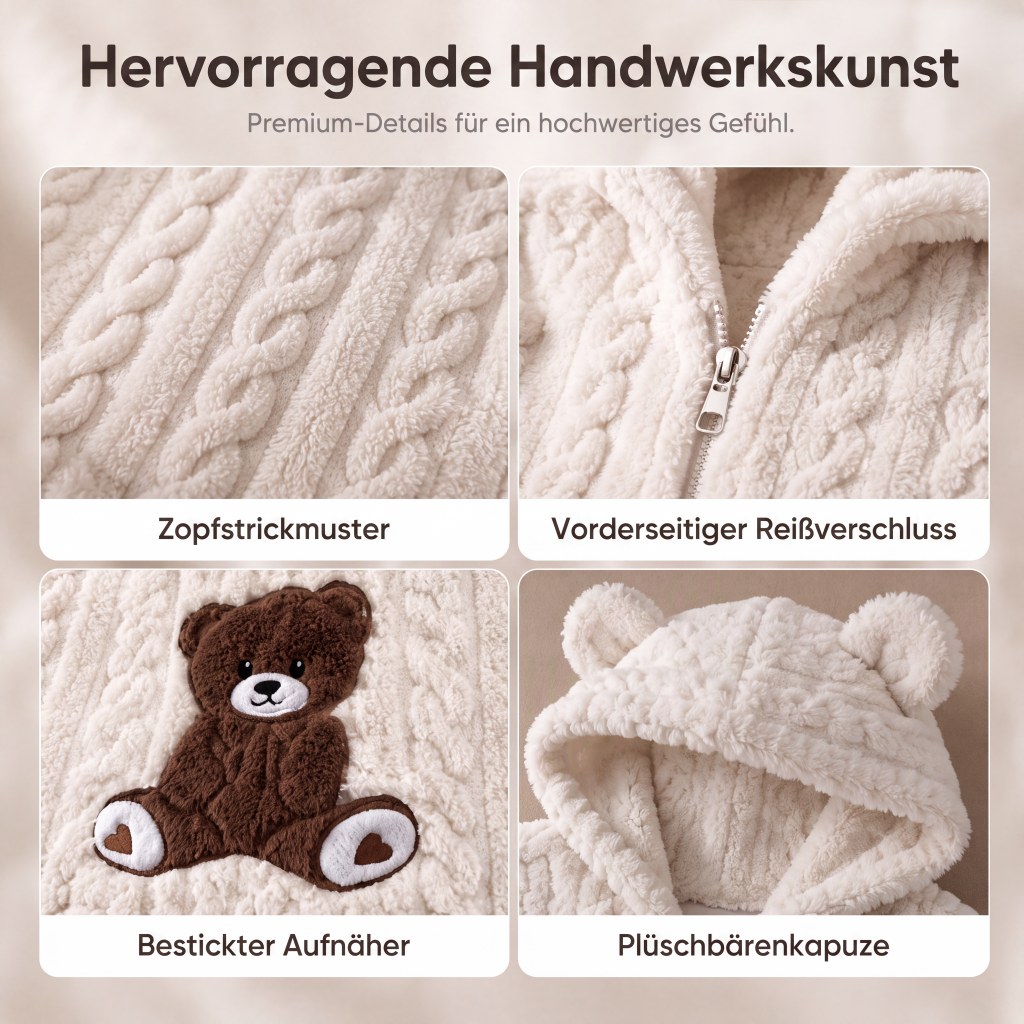 🧸☁️Herbst-Bestseller – 50 % Rabatt！✨Plüsch-Jumpsuit mit Kapuze und langen Ärmeln für Damen