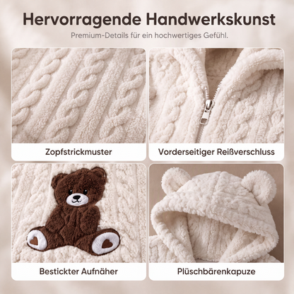 🧸☁️Herbst-Bestseller – 50 % Rabatt！✨Plüsch-Jumpsuit mit Kapuze und langen Ärmeln für Damen