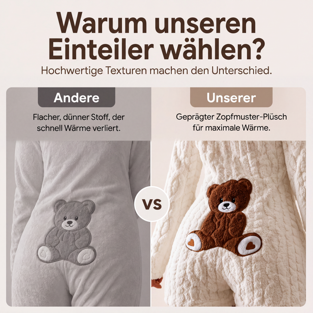 🧸☁️Herbst-Bestseller – 50 % Rabatt！✨Plüsch-Jumpsuit mit Kapuze und langen Ärmeln für Damen