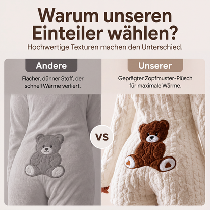 🧸☁️Herbst-Bestseller – 50 % Rabatt！✨Plüsch-Jumpsuit mit Kapuze und langen Ärmeln für Damen