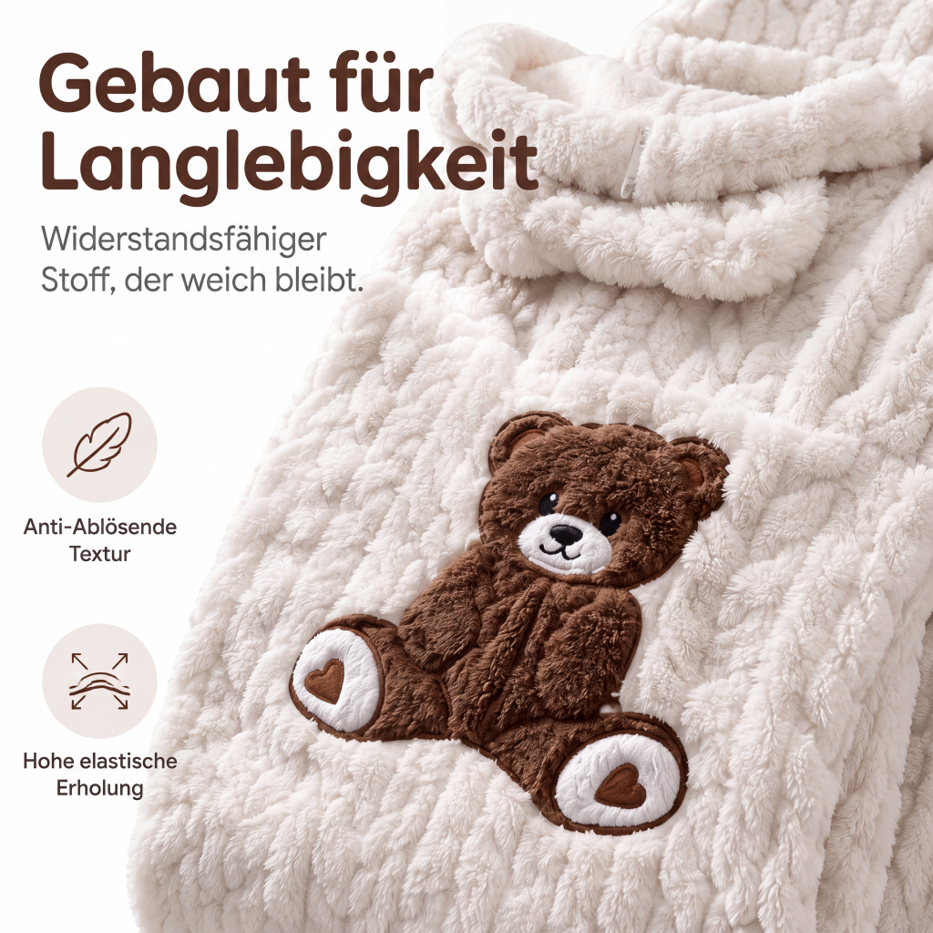 🧸☁️Herbst-Bestseller – 50 % Rabatt！✨Plüsch-Jumpsuit mit Kapuze und langen Ärmeln für Damen