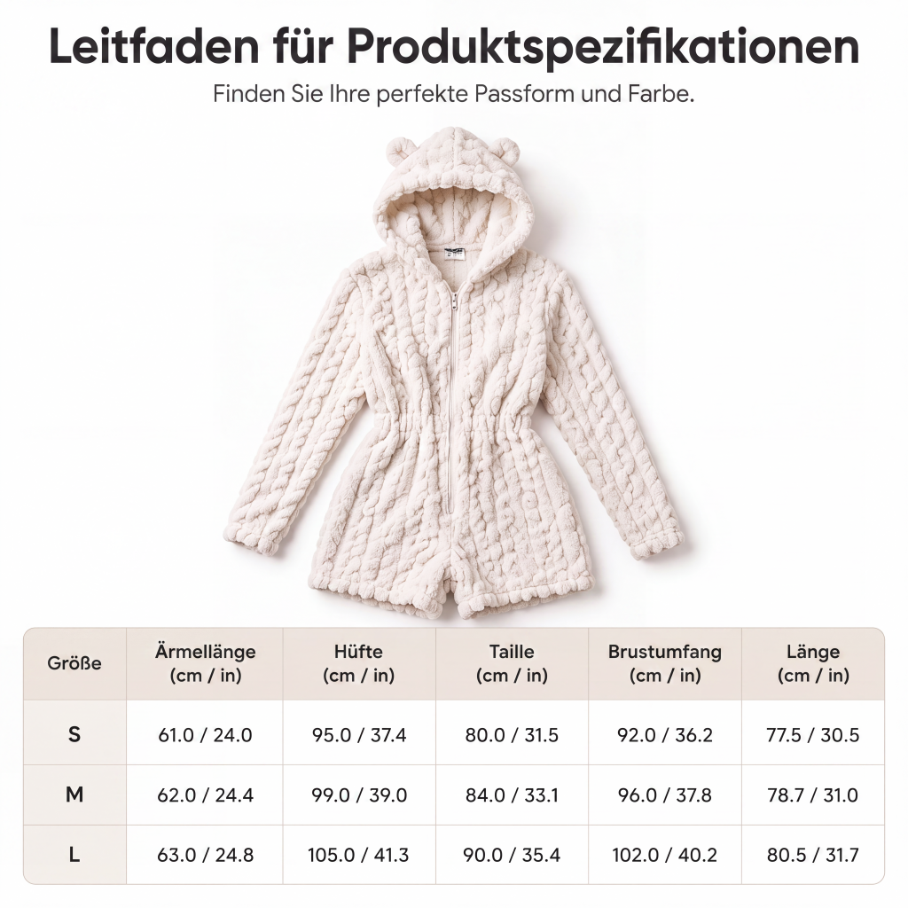 🧸☁️Herbst-Bestseller – 50 % Rabatt！✨Plüsch-Jumpsuit mit Kapuze und langen Ärmeln für Damen