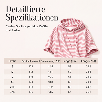 🧥 Weites gestreiftes Damen-Kapuzenpullover mit 3/4-Ärmeln – Legerer Look, weicher Stoff & vielseitig kombinierbar | Perfekt für Alltag, Freizeit & warme Tage – Jetzt -50%!