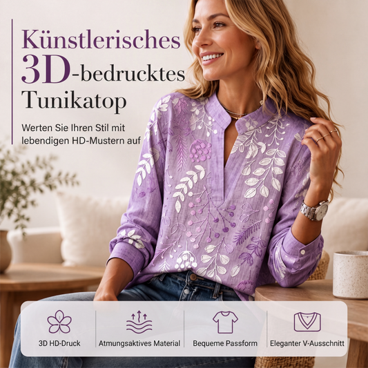 💞Bedrucktes Langarm-Pullover-Oberteil mit V-Ausschnitt für Damen, lässiges Top