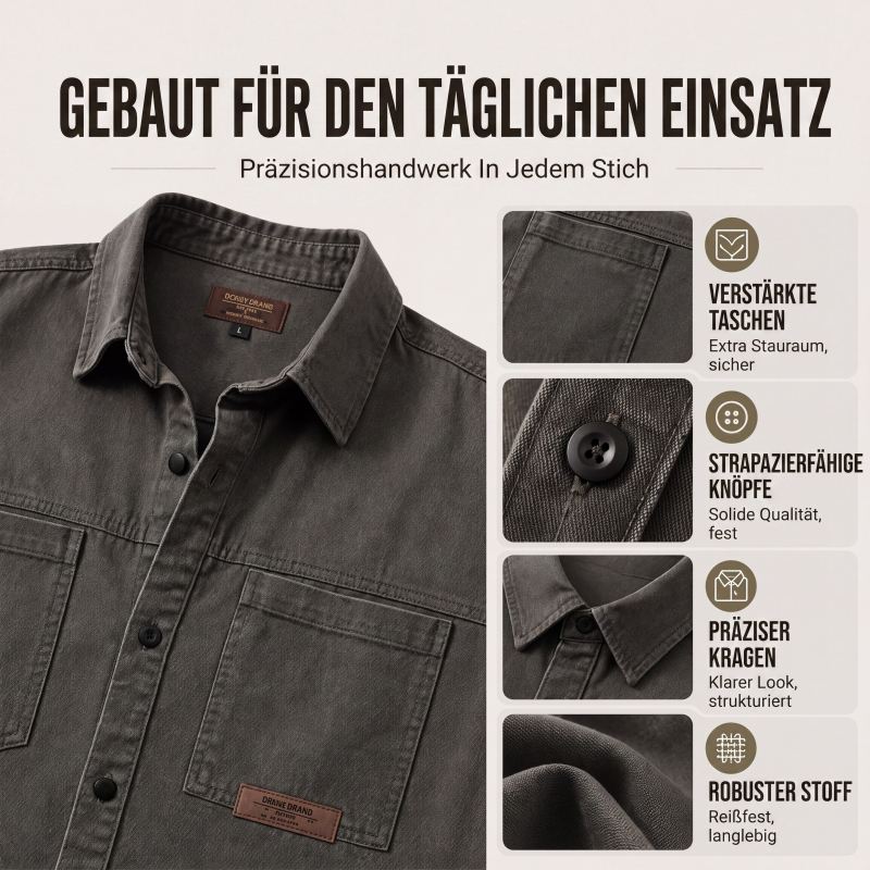 🧥 Utility-Hemd mit langen Ärmeln – Leichter Stoff, bequemer Schnitt & zeitloses Design – Ideal für warme Tage & entspannte Stunden