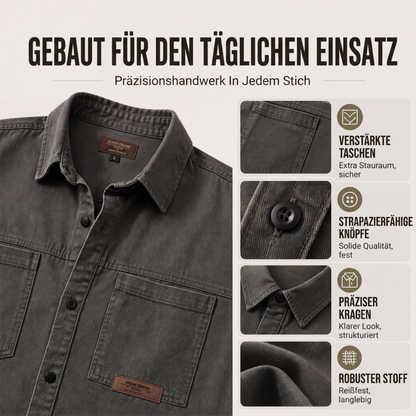 🧥 Utility-Hemd mit langen Ärmeln – Leichter Stoff, bequemer Schnitt & zeitloses Design – Ideal für warme Tage & entspannte Stunden