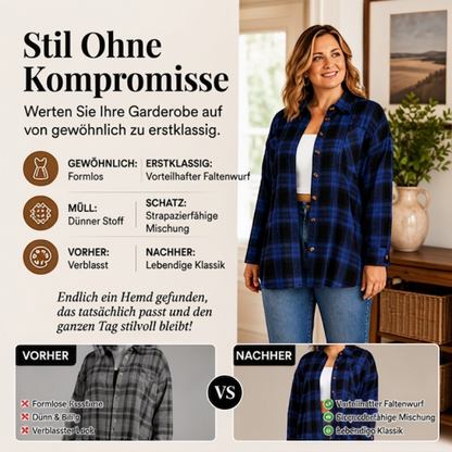 🌸 Karo-Bluse mit Knöpfen – Leichter Stoff, bequemer Schnitt & zeitloses Design – Ideal für warme Tage & entspannte Stunden