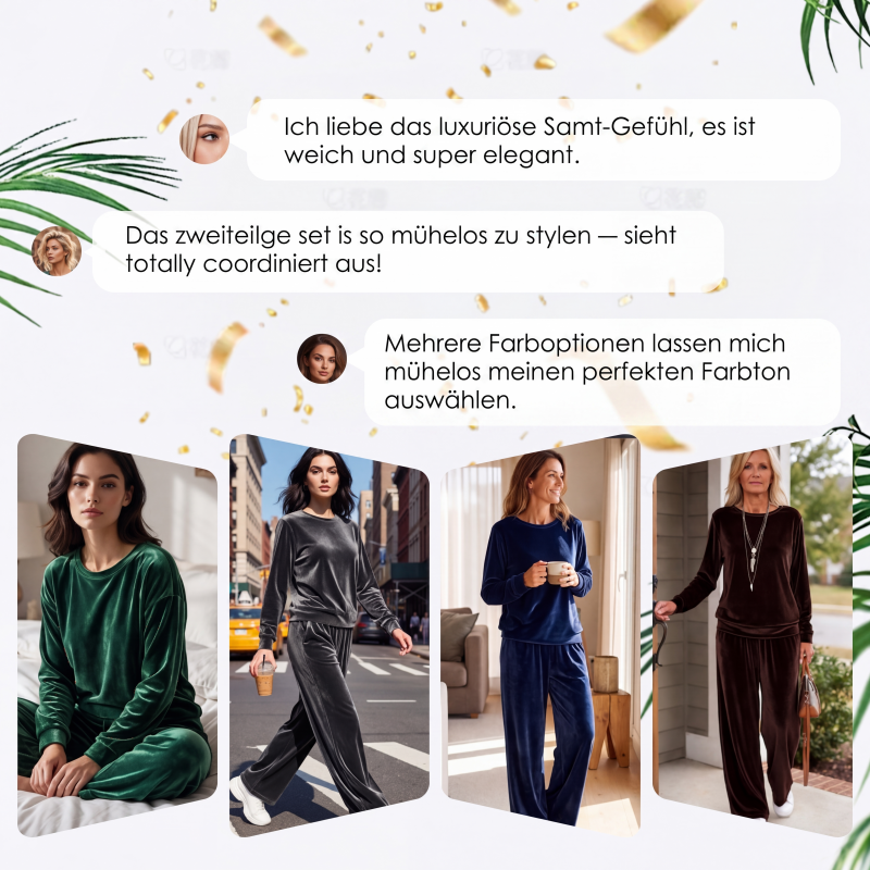 🧥 Zweiteiliges Samt-Set für Damen – Oberteil & Hose im eleganten Look | Kuscheliger Samt, bequemer Schnitt & perfekt aufeinander abgestimmt – Jetzt -50%!