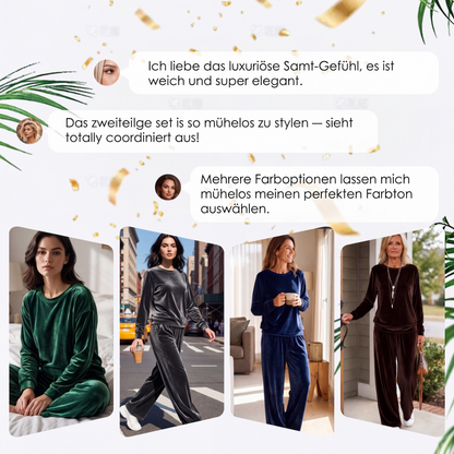 🧥 Zweiteiliges Samt-Set für Damen – Oberteil & Hose im eleganten Look | Kuscheliger Samt, bequemer Schnitt & perfekt aufeinander abgestimmt – Jetzt -50%!