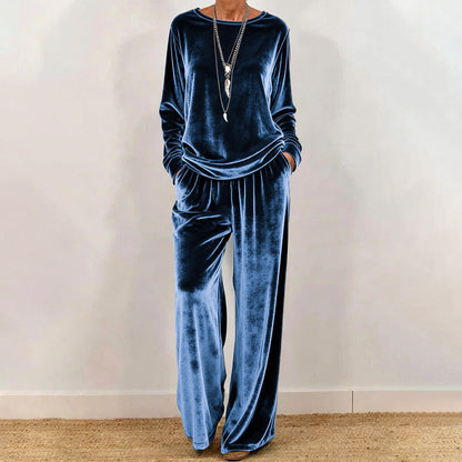 🧥 Zweiteiliges Samt-Set für Damen – Oberteil & Hose im eleganten Look | Kuscheliger Samt, bequemer Schnitt & perfekt aufeinander abgestimmt – Jetzt -50%!
