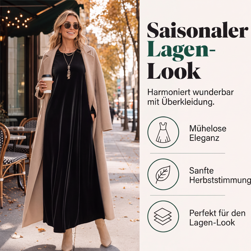 🌸 Maxikleid aus Samt – Leichter Stoff, bequemer Schnitt & zeitloses Design – Ideal für Frühling, Herbst & stilvolle Auftritte