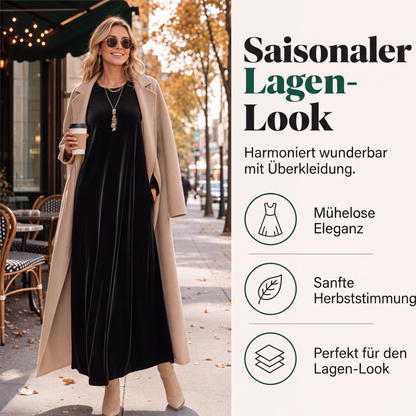 🌸 Maxikleid aus Samt – Leichter Stoff, bequemer Schnitt & zeitloses Design – Ideal für Frühling, Herbst & stilvolle Auftritte